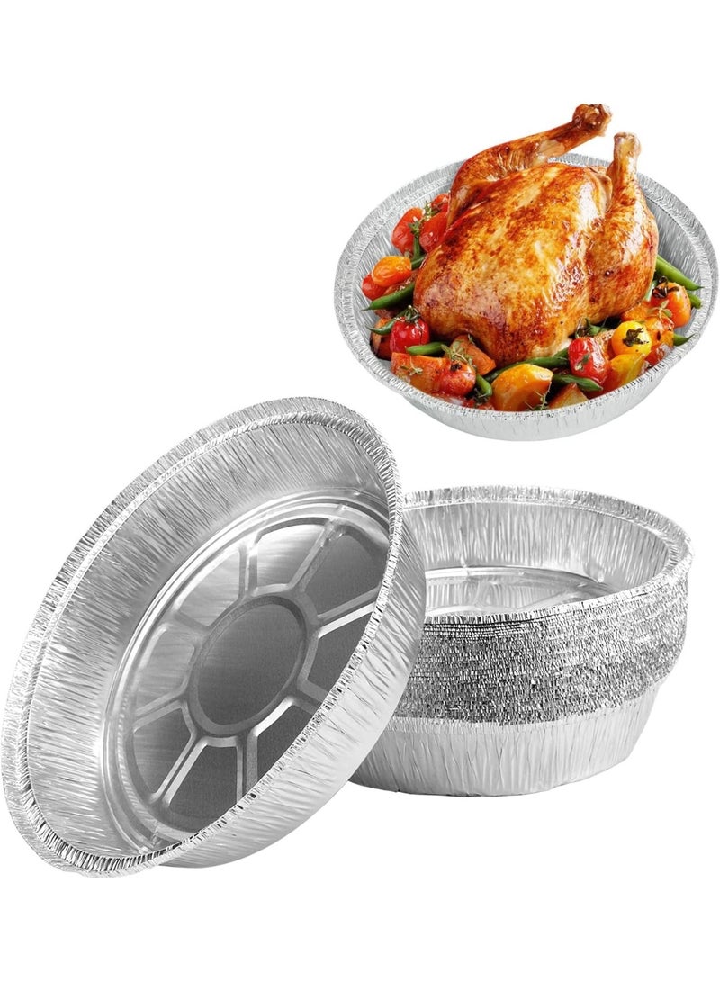 Durable round aluminum trays, 210×175×46 mm - 10-pack, ideal for baking, roasting, grilling, air frying, meal prep, picnics, barbecues, and special occasions. - Image 1